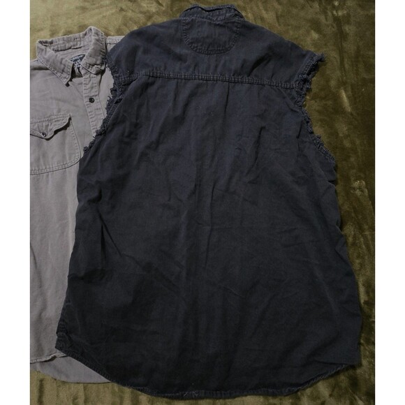 Men's Buffalo Outdoors Roadwear Sleeveless Shirts Biker Grunge Black Gray 2 Pair - Picture 2 of 6